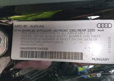 2015 Audi A3 2.0T Premium z USA, uszkodzony, nr VIN WAUEFGFF0F1043326